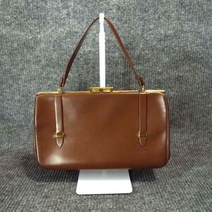 Vintage 50s 60s Elite Top Handle Handbag Brown Structured Clasp Mad Men Purse